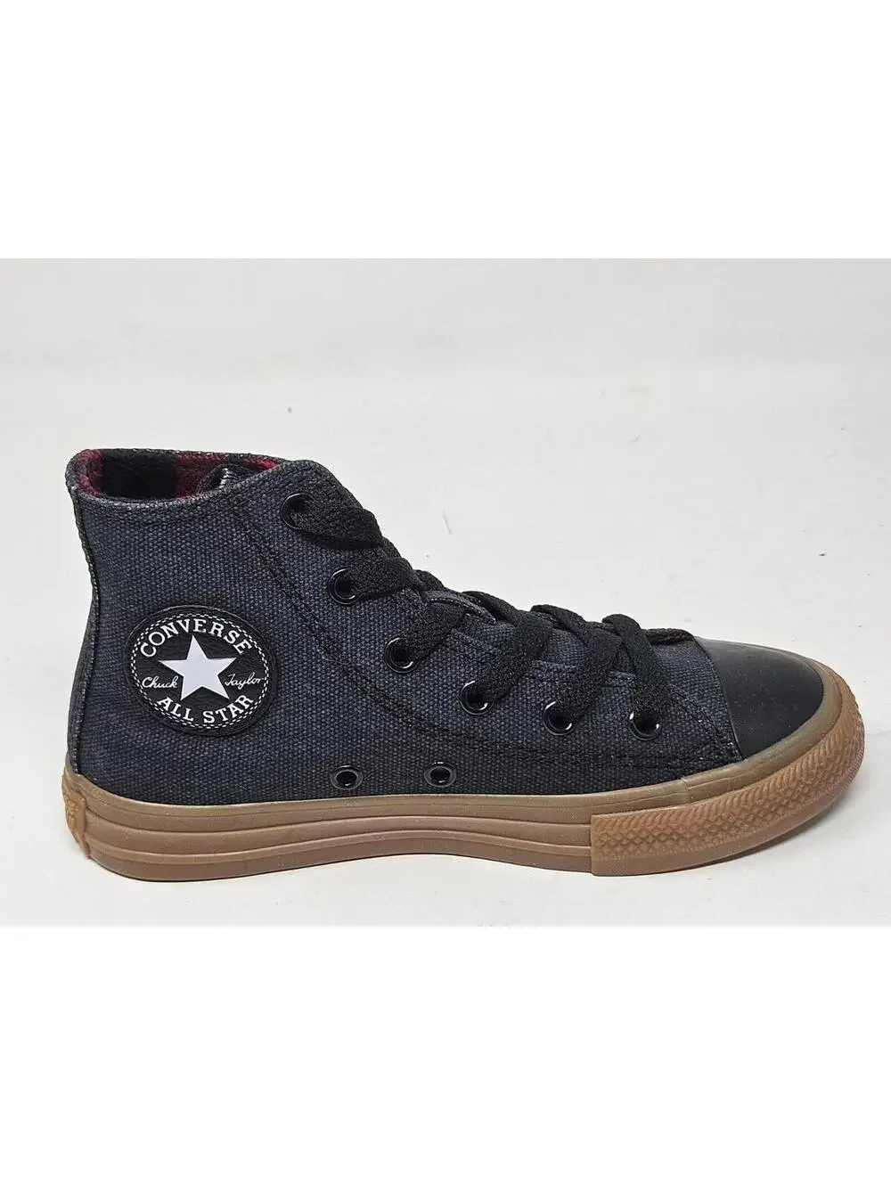 Converse Youth Size 13 Chuck Taylor All Star Gum Bottom Black Flannel Lined